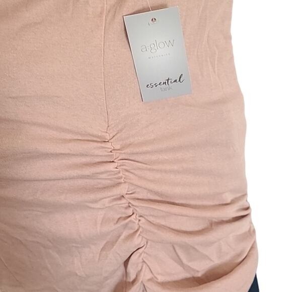 A: Glow Women’s Maternity Tank Top Size XL Soft Pink Sleeveless Ruched Sides NWT - Picture 5 of 9
